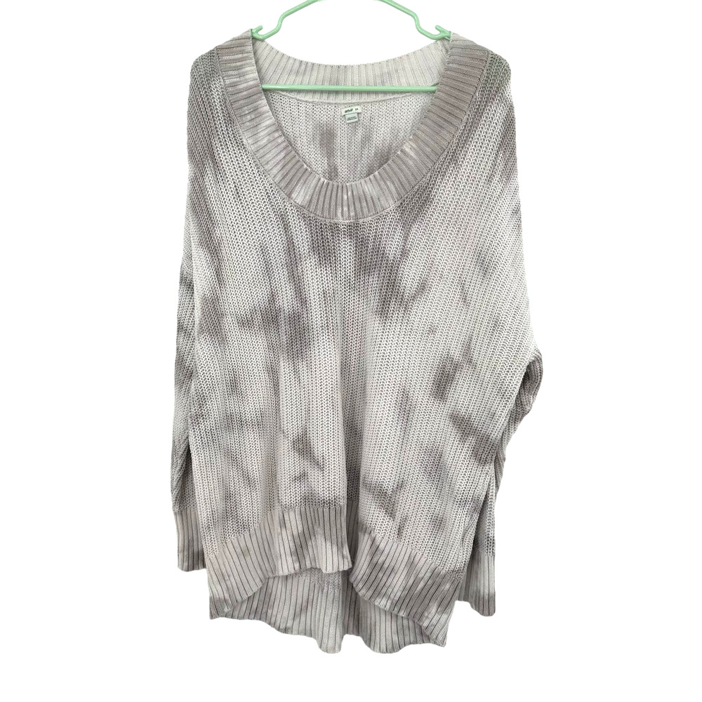 Aerie size Small oversized pullover style sweater v neck gray white marbled